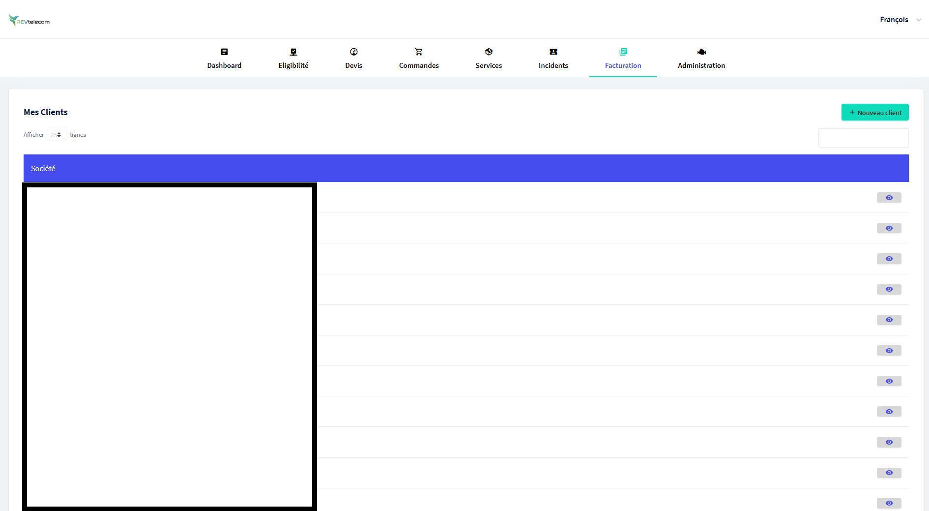 Page Mes Clients
